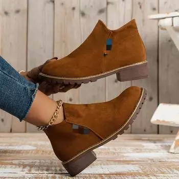 Large size women s shoes autumn and winter new Martin boots women s fashion low heel student short boots bare boots single boots women s tide 35 чёрный