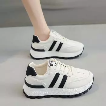 Large size women s spring new lightweight and fashionable dad shoes, thick-soled casual sports shoes that are not tired. 36