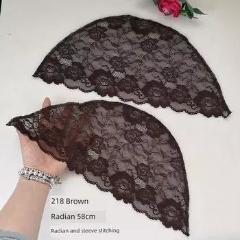 Large Sleeveless Sling Semi-Finished Sleeves Thin White Fake Sleeve Lace Patchwork Cover Oversleeve Women s Lace Decoration Coffee L