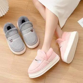 Большие тапочки мужские зимние сумки и новые теплые туфли для дома и дома на толстой подошве, нескользящие, мужские 36-37 серый