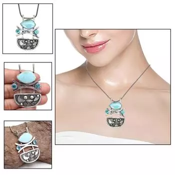 Ларимар Аметист Драгоценный Камень Женский Подарок Для Нее Серебряное Ювелирное Украшение Кулон 2