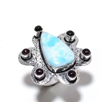 Ларимар, аметистовый драгоценный камень, кольцо из стерлингового серебра 925 пробы, размер 7 j5L65