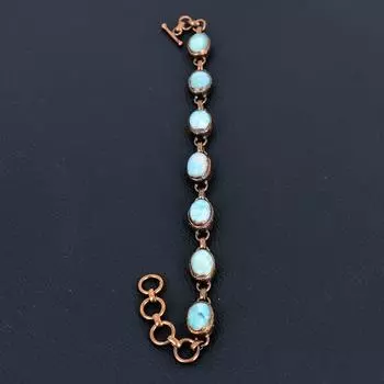 Ларимар драгоценный камень ручной работы медь гальванопластика ювелирные изделия великолепный браслет для мамы 8 Inches With Adjustable синий