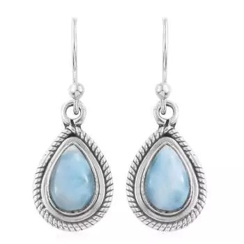 Larimar Gemstone Earring, Women Dangle Earring, Gift For Her, Birthstone Earring, Solid 925 Silver Earring