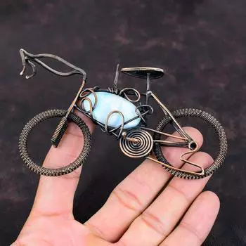 Larimar Gemstone Pendant Copper Wire Wrapped Jewelry Handmade Copper Pendant Wire Wrap Pendant Cycle Jewelry Engagement Gift Elegant Pendant