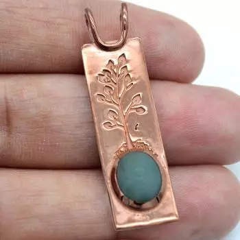 Larimar Gemstone Подвеска из розового золота 925 пробы Серебряные украшения Подвеска «Древо жизни» синий