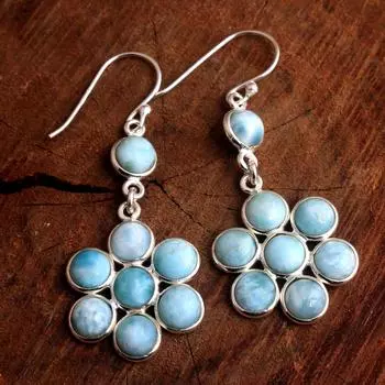 Larimar Green Onyx Сердолик Серьги, Серьги с подвесками, Серебряные украшения, Серебро 925 пробы, Ювелирные изделия с драгоценными камнями, Серьги с цветами белый