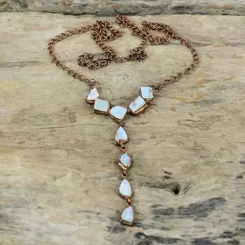 Ларимар, грубое ожерелье, гальваническое медное ожерелье, регулируемая цепочка, ожерелье, гальваническое ювелирное изделие ручной работы, ожерелье с драгоценными камнями, свадебный подарок
