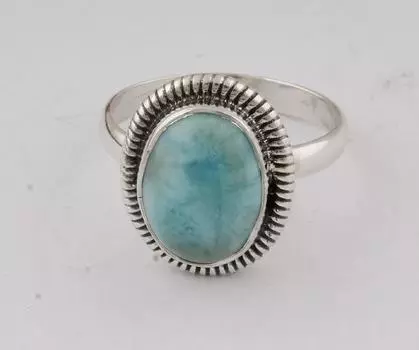 Ларимар Кольцо с драгоценным камнем Кольцо из стерлингового серебра 925 пробы Твердый камень Массивное кольцо овальной формы Подарок для женщин Небесно-голубой камень Ювелирные изделия Приблизительно 5,5 г 5