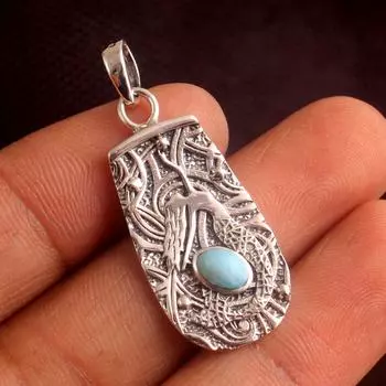 Ларимар Перидот Русалка Подвеска Стерлингового Серебра 925 пробы Ювелирные Изделия Подвеска Рейки Заявление Подвеска синий