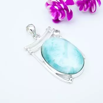 Ларимар, подвеска с белым топазом, ювелирные изделия из цельного серебра 925 пробы, подвеска с драгоценным камнем, подарок для нее, изящные ювелирные изделия ручной работы