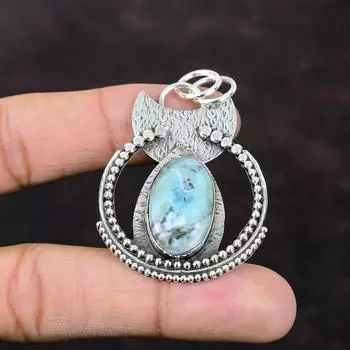 Ларимар Подвеска Стерлингового Серебра 925 Пробы Дизайнерские Ювелирные Изделия Из Драгоценных Камней Удивительный Подвеска Ручной Работы Подарок Для Нее Красивый Подвеска Серебряные Ювелирные Изделия