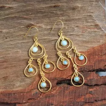 Ларимар, покрытые желтым золотом, женские висячие серьги из стерлингового серебра 925 пробы, ювелирные украшения ручной работы жёлтый/золотой