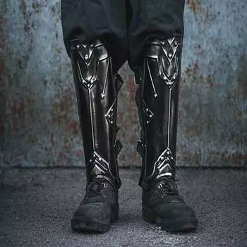 LARP Fantasy Leg Protection / LARP Armor Защита ног / Blackened Dwarf Style Greaves / Steel Armor of Dwarven - Handcrafted