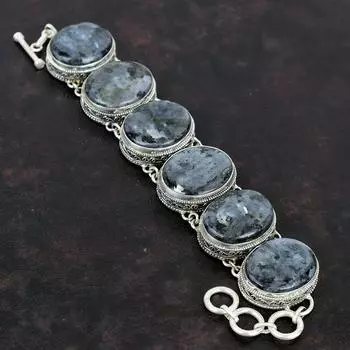 Larvikite Bracelet 925 Sterling Silver Bracelet Natural Gemstone Jewelry Handmade Adjustable Chain Bracelet Vintage Bracelet Gift For Mother