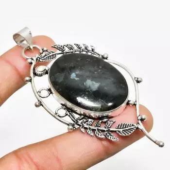 Ювелирный кулон ручной работы с ларвикитом и серебром 925 пробы 3,03 дюйма 3.03 чёрный