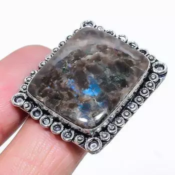 Larvikite Stone Gemstone Handmade 925 Sterling Silver Jewelry Ring Size 10 O1z28