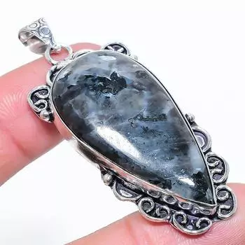Larvikite Stone Gemstone Handmade 925 Sterling Silver Jewelry Pendant 2.36 p3q57