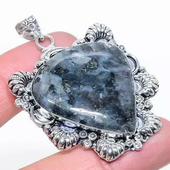Larvikite Stone Gemstone Handmade 925 Sterling Silver Jewelry Pendant 2.25 o6Z67