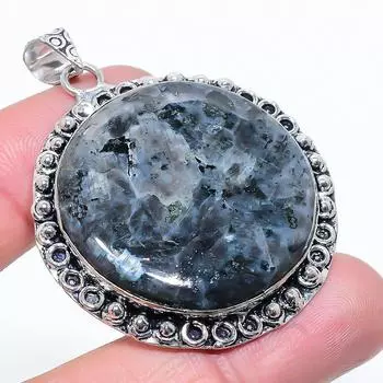 Larvikite Stone Gemstone Handmade 925 Sterling Silver Jewelry Pendant 2.13 l1R98