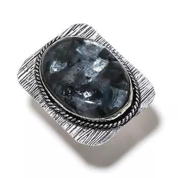 Larvikite Stone Gemstone Handmade 925 Sterling Silver Jewelry Ring Size 7 V9Z04