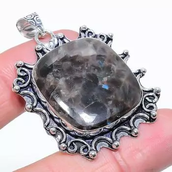 Larvikite Stone Gemstone Handmade 925 Sterling Silver Jewelry Pendant 2.05 k0l98