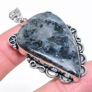 Ларвикит, драгоценный камень, ручная работа, серебряное украшение 925 пробы, кулон 2,17 дюйма U7Y56