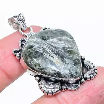 Ларвикит камень драгоценный камень ручная работа 925 стерлингового серебра ювелирное изделие кулон 1.77 F4a15