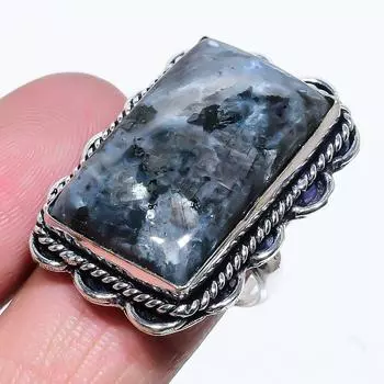 Ларвикит камень драгоценный камень ручная работа ювелирное изделие из серебра 925 пробы размер 8.5 U7w19
