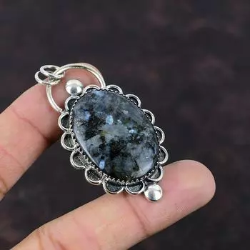 Ларвикитовый кулон из стерлингового серебра 925 пробы, настоящий драгоценный камень, кулон ручной работы, ларвикитовый ювелирный кулон для женщин, подарок для мамы, достойные ювелирные изделия