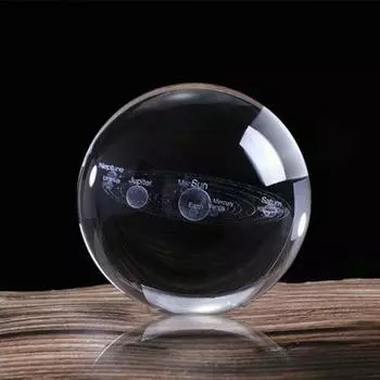 Laser Engraved Solar System Ball 3d Miniature Planets Sphere Glass Globe Decor Only Ball(No Base)