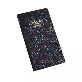 Lasers 2025 A6 Английский календарь-планировщик Цветной блокнот со звездами Кожаная обложка Тонкий еженедельный календарь-планировщик One Size