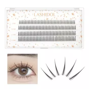 LASHIDOL Partial False Eyelashes Popular DIY Eyelashes Easy mm False Eyelash Self-Natural 9-12 (Orchid) (A-type Set, Black)