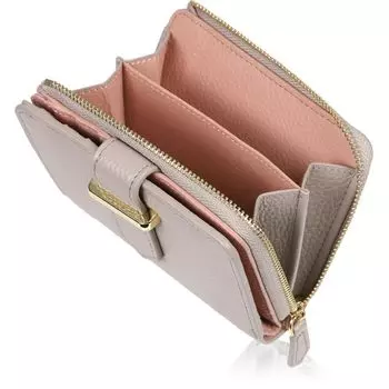 LASIEM Натуральная кожа x Кошелек Bifold Bifold Кошелек Mini Кошелек Натуральная кожа Маленький кошелек Компактный мини-кошелек Светло-серый x Розово-бежевый