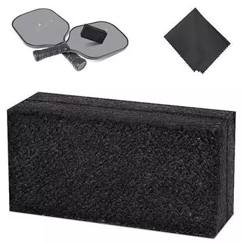 Ластик для лопастей Pickleball, ластик из углеродного волокна, очиститель для лопастей Pickle Ball с тканью для чистки из микрофибры, резиновый ластик для удаления остатков шариков и грязи чёрный