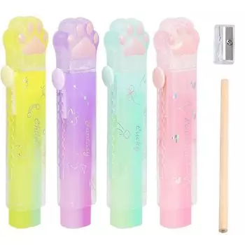 Ластик для начальной школы, легкий в использовании, милый ластик в виде животного, 4 цвета ластиков, карандаши, набор из 6 карандашей 4 цвета, ученики, стирание, набор, ластик,