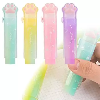 Ластик PUREAMBER для учеников начальной школы, стирательная палочка, ластик, ручка, ластик, кошка, милый канцелярский товар, блестящий, красочный, 4 цвета, набор