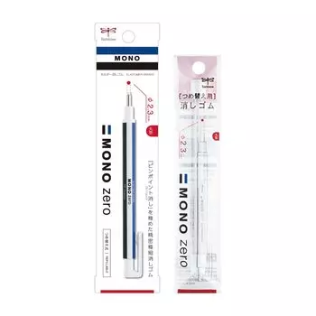 Ластик Tombow Pencil Pen Type MONO Mono Zero Round pinpoint 1 корпус 1 сменная упаковка ластик с держателем Knock type (Сверхтонкий ластик 2,3 мм) + (2 куска)