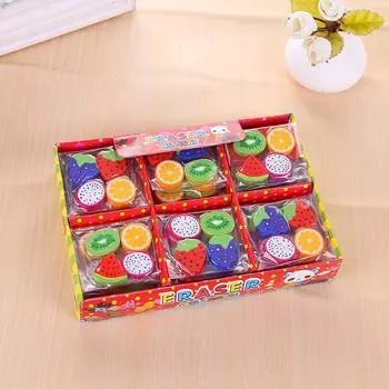 Ластики с мультяшными фруктами – милый канцелярский подарок для студентов 4 pieces/pack