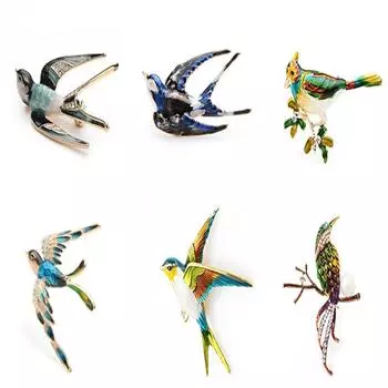 Ласточка, изысканная брошь в стиле ретро, птица, европейская и американская эмаль, высококачественные стразы, капающие масляные животные