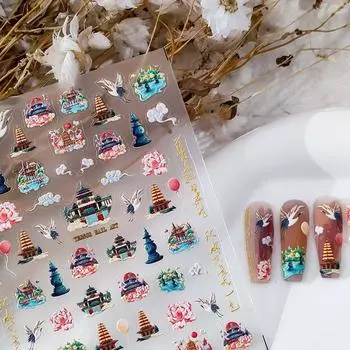 Ласточка Журавль Украшения Для Ногтей Цветы Наклейки Для Ногтей Китайские Наклейки Для Ногтей Журавль Наклейки Для Ногтей
