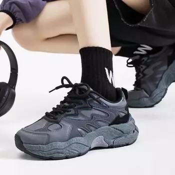 Latest Spring/Autumn Women s Lace up Color blocked Fashion Versatile Casual Shoes Thick soled Wear resistant Sports Shoes 35 белый