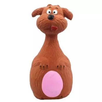 Latex Dog Squeaky Toys Cartoon Design Bite Resistant Interactive Soft Chew Toy for Dogs Brown Dog