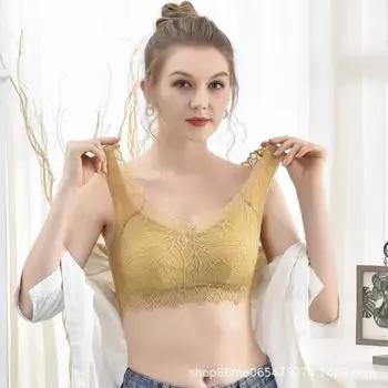 Latex pad lace back tube top without steel ring sexy underwear women with chest pad anti-light chest wrap average size (recommended 80-62.5 kg) жёлтый