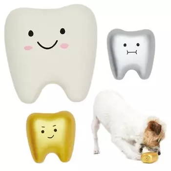 Latex Teeth Dog Toy Pet Toy Latex Makes Sound Play Stress Relief Play Together Teeth White Silver Gold Puppy Small Dog Medium Dog Lifelike [LIFELIKE белый