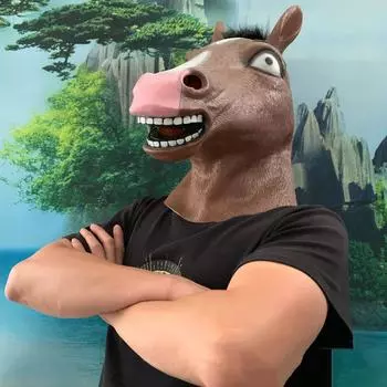 Латексная маска головы лошади, смешная маска Adult One Size коричневый