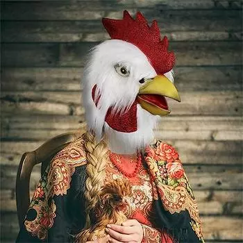 Латексная маска головы петуха животного для Хэллоуина, костюм для косплея, вечерние головные уборы, реквизит, новинка, плюшевая латексная маска с куриной головой белый