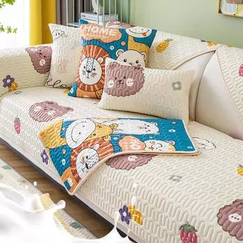 Латексная подушка для дивана из ледяного шелка, летний нескользящий летний коврик, простой современный кожаный чехол для дивана, тканевый чехол 60*60