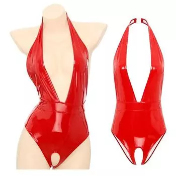 Латексное боди без рукавов, женское боди с глубоким v-образным вырезом, боди с вырезами, цельный комбинезон для вечеринки, одежда для ночного клуба Rave S