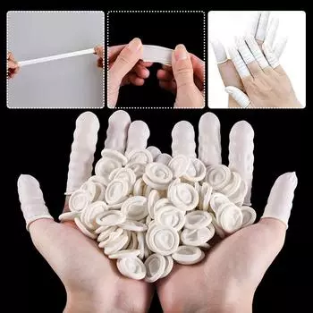 Латексные напальчники, антистатические белые перчатки, водонепроницаемые и противоскользящие одноразовые накладки на ногти, средства защиты труда One Size белый